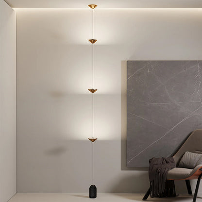 Suspended Triple-Cone LED Floor Lamp with Marble Base Black Metal 138 in Height for Bedroom Living Room Hallway Ambient Lighting Modern Arch