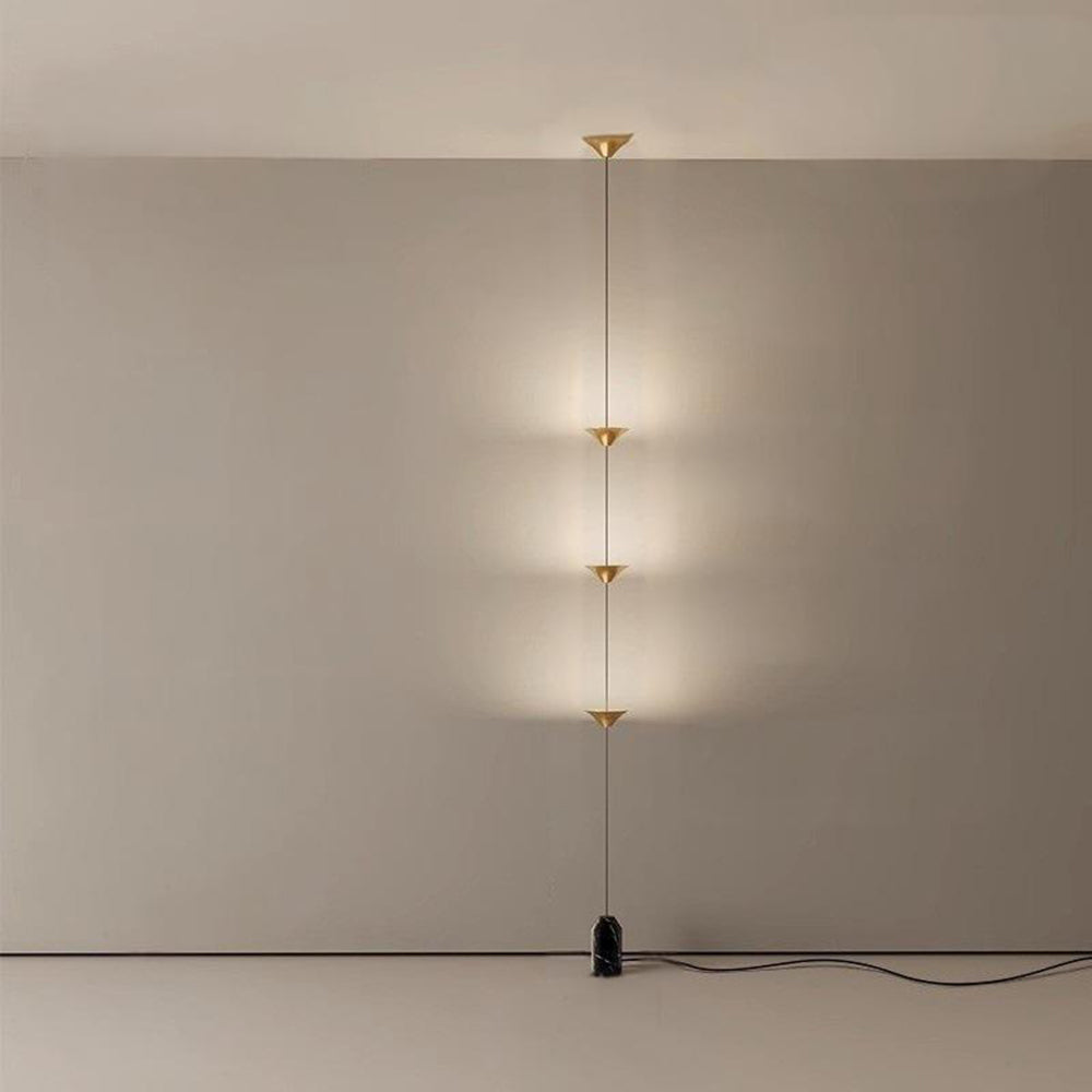 Suspended Triple-Cone LED Floor Lamp with Marble Base Black Metal 138 in Height for Bedroom Living Room Hallway Ambient Lighting Modern Arch