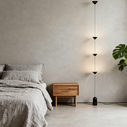 Suspended Triple-Cone LED Floor Lamp with Marble Base Black Metal 138 in Height for Bedroom Living Room Hallway Ambient Lighting Modern Arch