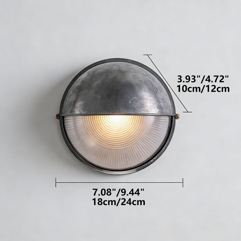 Metal Sconce with Glass Shade for Hallway Corridor Bedroom Entry 8 inch Round Oval Indoor Fixture E26 E27 Bulb Socket Retro Factory Look Hom