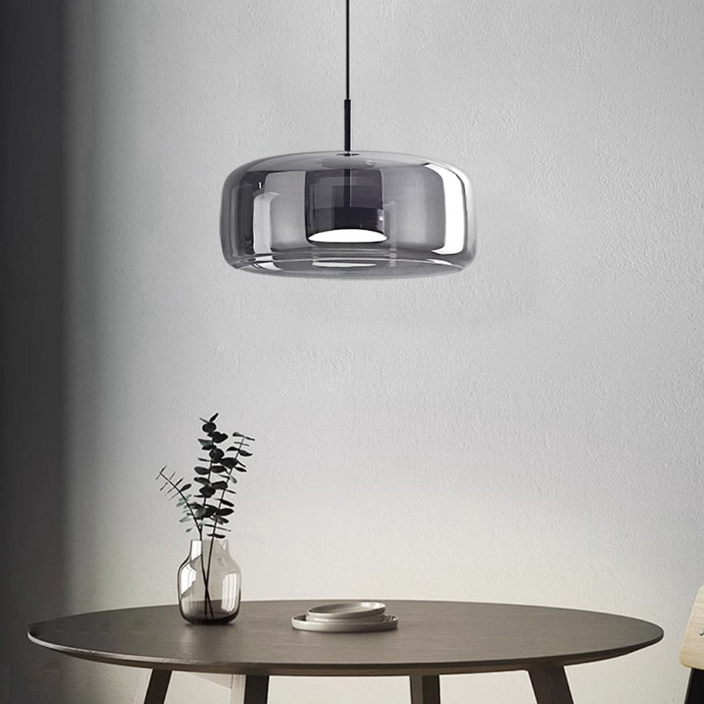 Glass Dome Hanging Light with Smoked Finish – Adjustable LED Fixture for Kitchen Island, Dining Room & Modern Ceiling