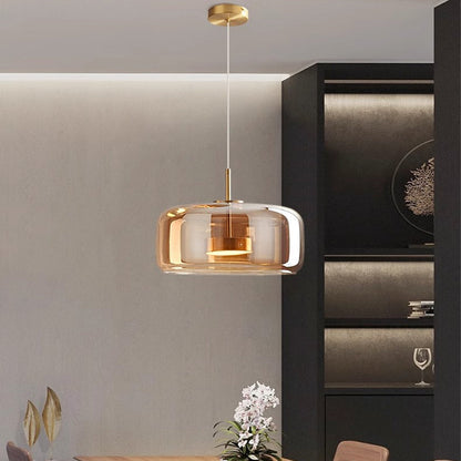 Glass Dome Hanging Light with Smoked Finish – Adjustable LED Fixture for Kitchen Island, Dining Room & Modern Ceiling