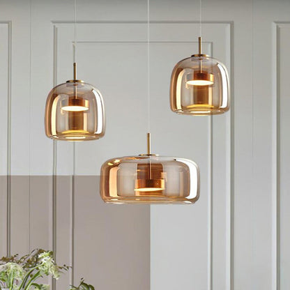 Glass Dome Hanging Light with Smoked Finish – Adjustable LED Fixture for Kitchen Island, Dining Room & Modern Ceiling