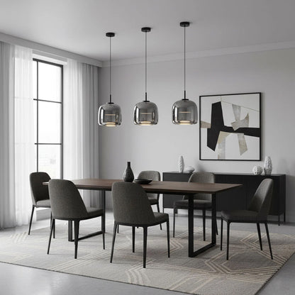 Glass Dome Hanging Light with Smoked Finish – Adjustable LED Fixture for Kitchen Island, Dining Room & Modern Ceiling