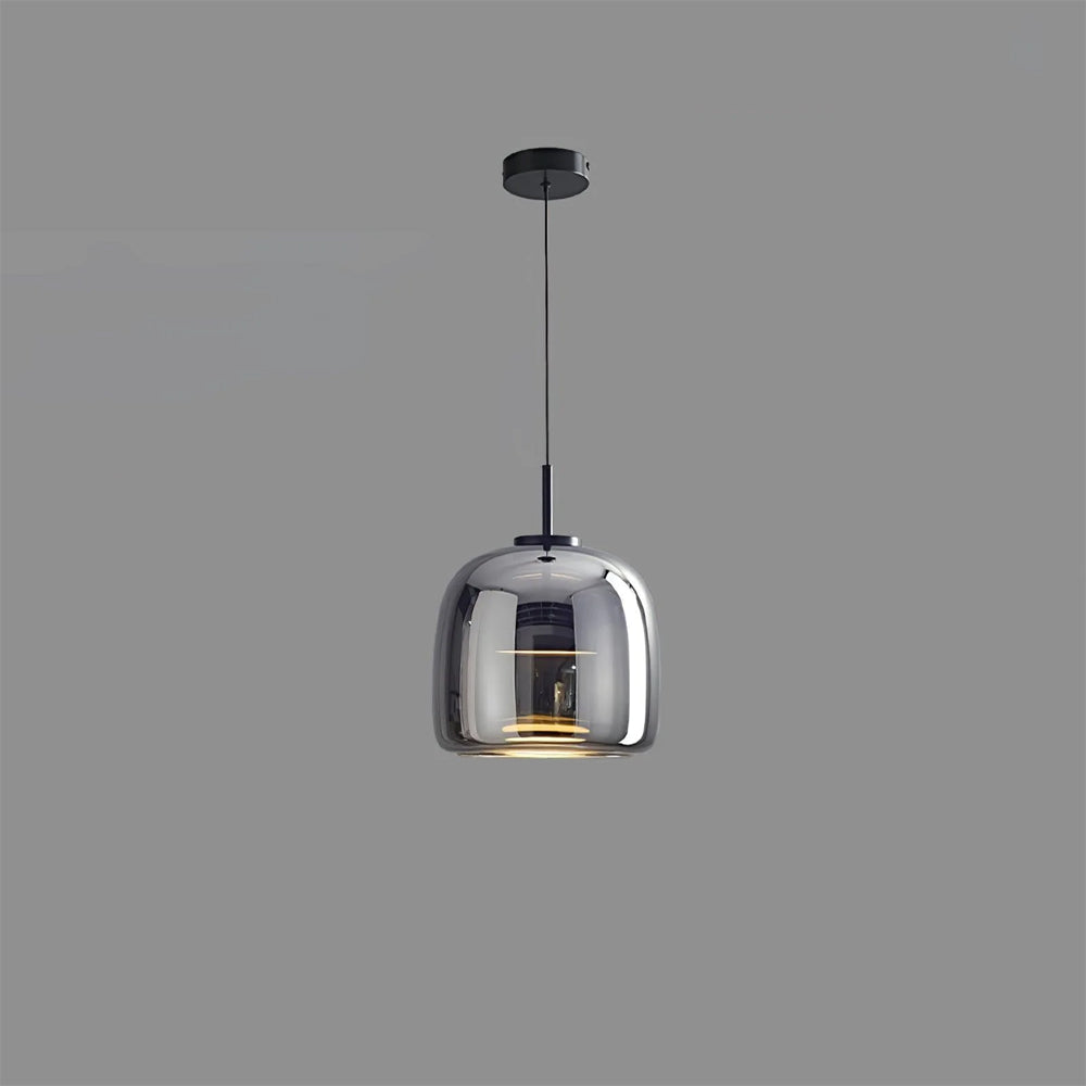 Glass Dome Hanging Light with Smoked Finish – Adjustable LED Fixture for Kitchen Island, Dining Room & Modern Ceiling