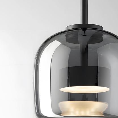 Glass Dome Hanging Light with Smoked Finish – Adjustable LED Fixture for Kitchen Island, Dining Room & Modern Ceiling