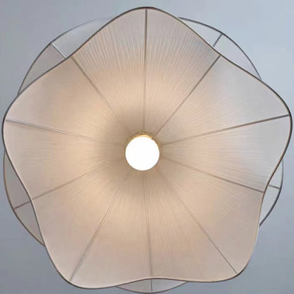 Layered Flower Ceiling Fixture White Fabric Metal Frame E27 Socket 24 in Diameter for Bedroom Living Room Dining Table Overhead Lighting Scu