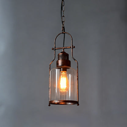 Hanging Ceiling Fixture Metal & Glass 8 in Wide 18 in Drop Industrial Style for Entryway Kitchen Island Dining Area