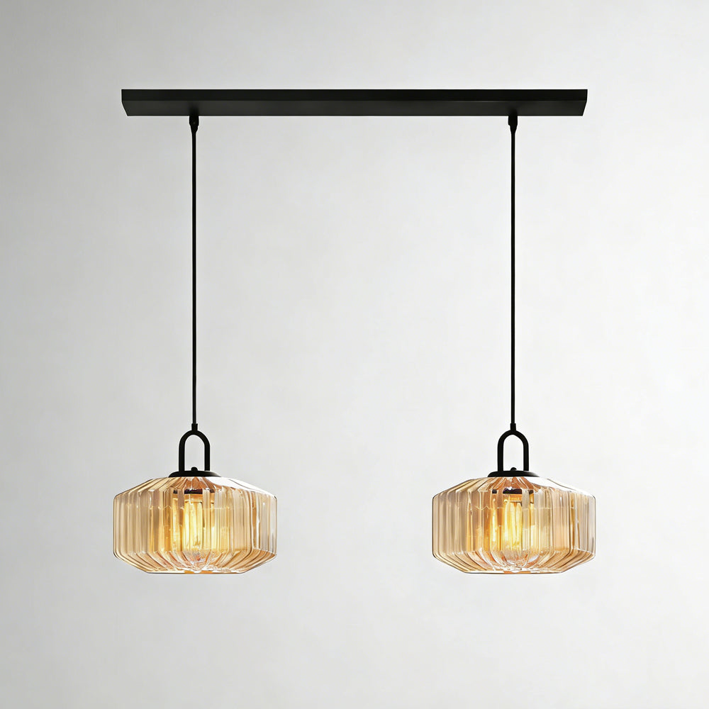 Artisan Glass Drop Light 11 in Green Striped Shade for Dining Tables Kitchen Islands Compact Overhead Fixture Ambient LED Glow