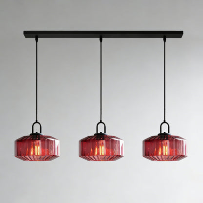 Artisan Glass Drop Light 11 in Green Striped Shade for Dining Tables Kitchen Islands Compact Overhead Fixture Ambient LED Glow