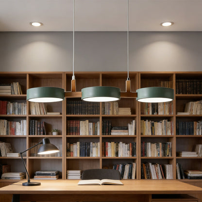 Lámpara de techo de triple pantalla para isla de cocina y comedor: luminaria de 30 pulgadas de materiales mixtos con cables ajustables y diseño de bajo perfil para