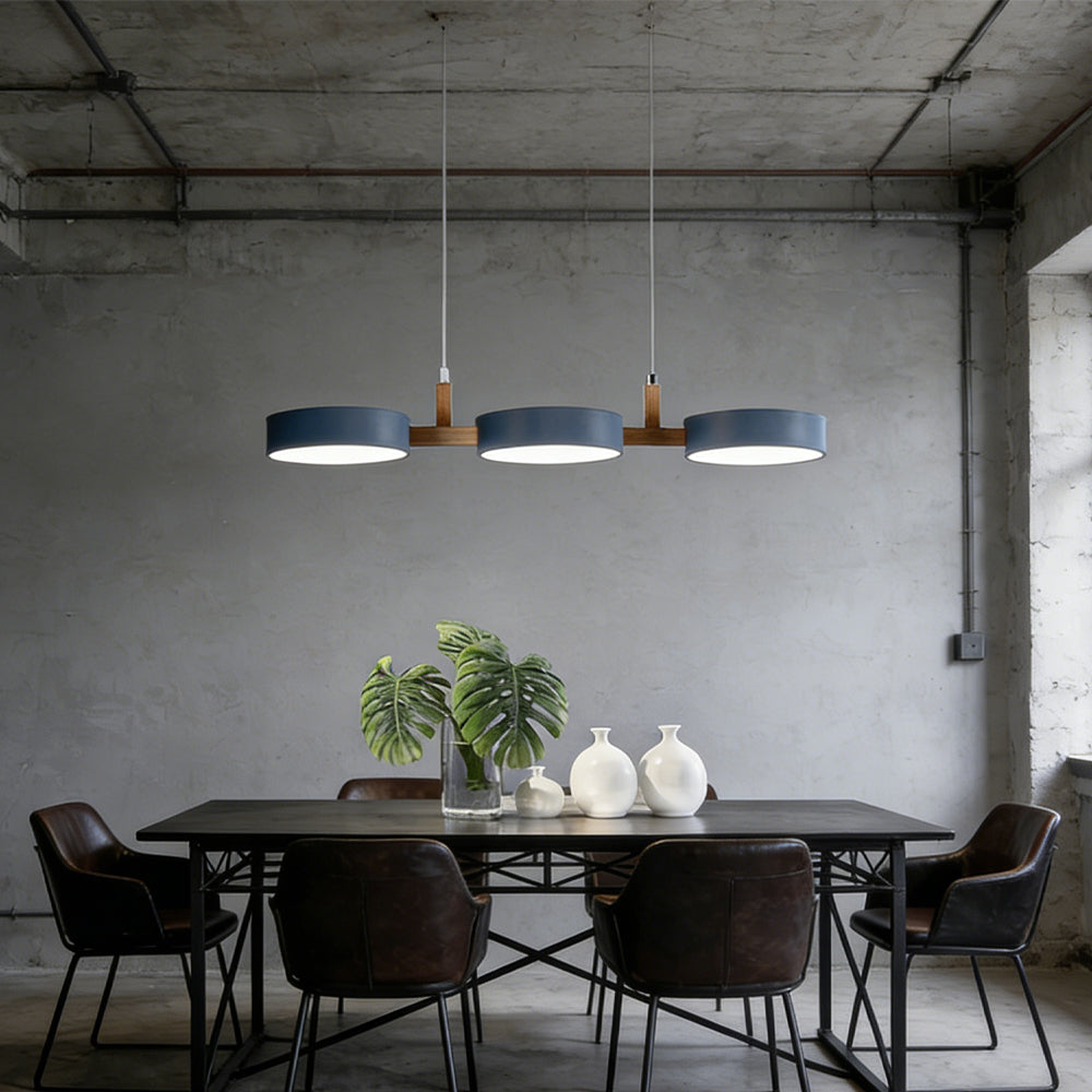 Triple Hanging Lamp for Kitchen Island & Dining Table – Mixed-Material Fixture with Adjustable Cords, 30 in Span, LED-Ready