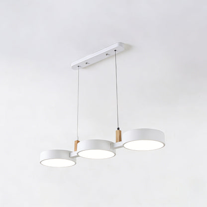 Lámpara de techo de triple pantalla para isla de cocina y comedor: luminaria de 30 pulgadas de materiales mixtos con cables ajustables y diseño de bajo perfil para