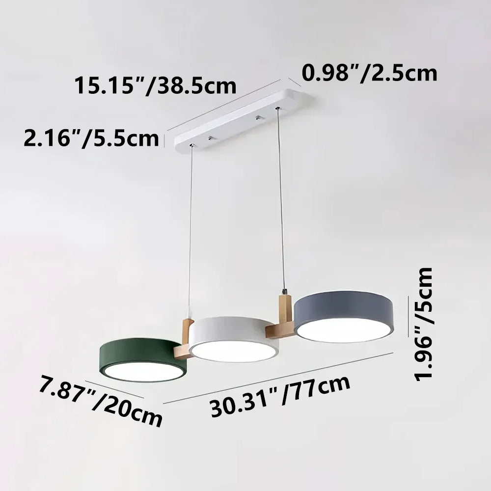 Lámpara de techo de triple pantalla para isla de cocina y comedor: luminaria de 30 pulgadas de materiales mixtos con cables ajustables y diseño de bajo perfil para