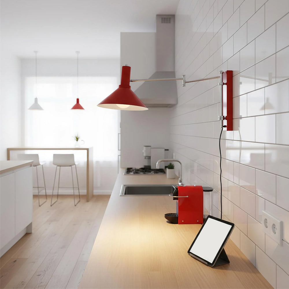 Pivoting Metal Sconce 10 in Height Directional Task Fixture Focused Bedside Illumination Narrow Mounting E27 Socket Compact Space-Saving Des