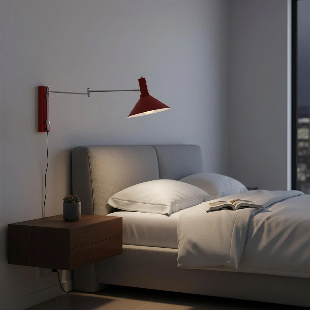 Pivoting Metal Sconce 10 in Height Directional Task Fixture Focused Bedside Illumination Narrow Mounting E27 Socket Compact Space-Saving Des