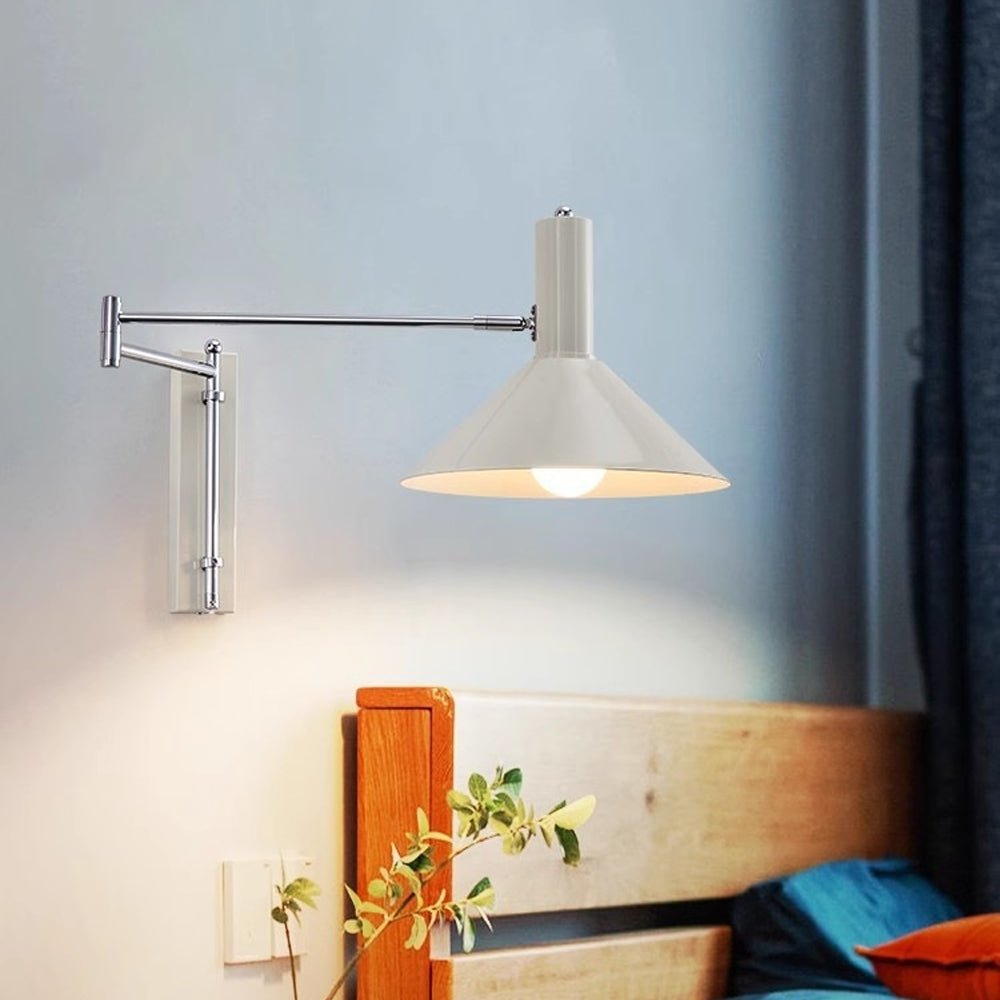 Pivoting Metal Sconce 10 in Height Directional Task Fixture Focused Bedside Illumination Narrow Mounting E27 Socket Compact Space-Saving Des