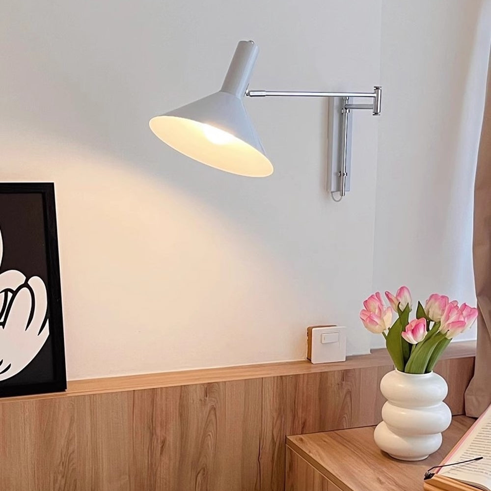 Pivoting Metal Sconce 10 in Height Directional Task Fixture Focused Bedside Illumination Narrow Mounting E27 Socket Compact Space-Saving Des