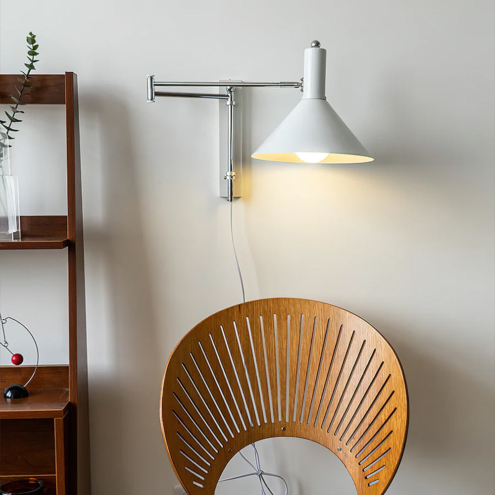 Pivoting Metal Sconce 10 in Height Directional Task Fixture Focused Bedside Illumination Narrow Mounting E27 Socket Compact Space-Saving Des