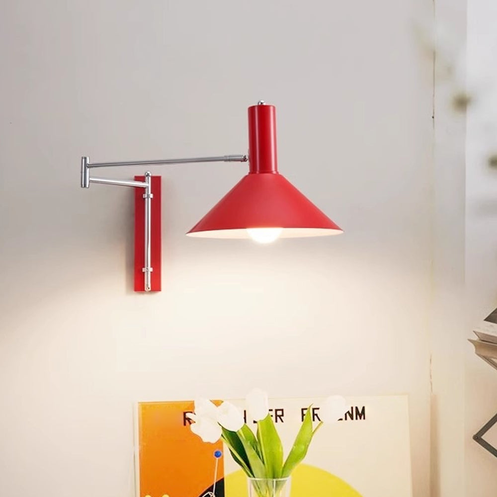 Pivoting Metal Sconce 10 in Height Directional Task Fixture Focused Bedside Illumination Narrow Mounting E27 Socket Compact Space-Saving Des