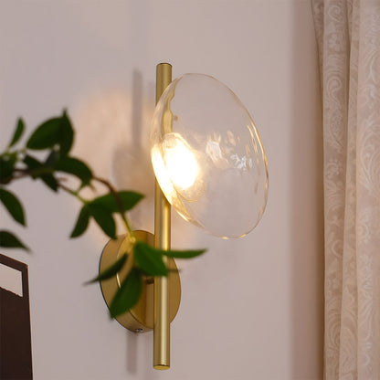 Glass Sconce Light Fixture for Bedroom & Hallway – Iron Frame LED Accent Lighting 8 Inch – Indoor Wall Mount Ambient Light