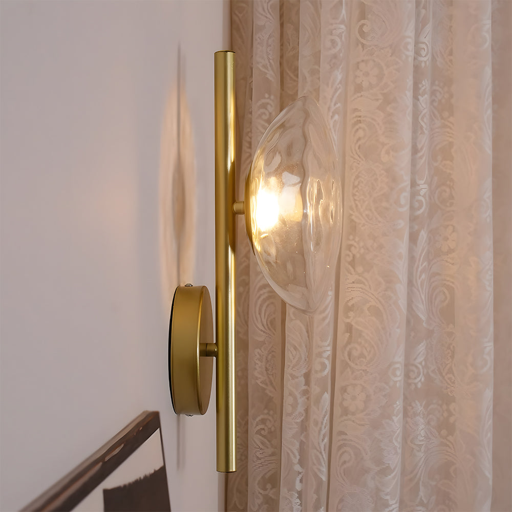 Glass Sconce Light Fixture for Bedroom & Hallway – Iron Frame LED Accent Lighting 8 Inch – Indoor Wall Mount Ambient Light