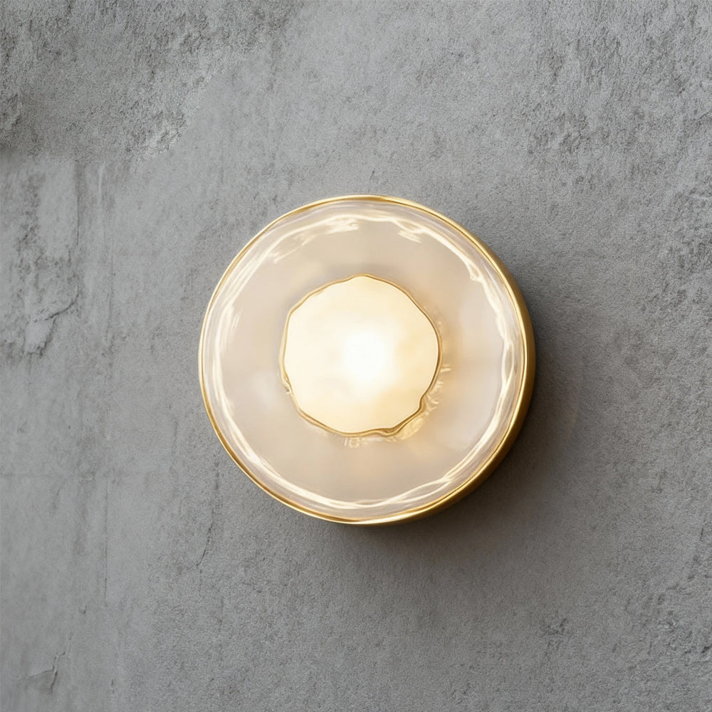 Glass Sconce Light Fixture for Bedroom & Hallway – Iron Frame LED Accent Lighting 8 Inch – Indoor Wall Mount Ambient Light