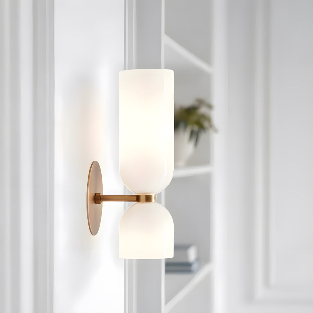 Dual-Arm Sconce with Clear Glass Shades 14 Inch Height Swivel Heads for Bedside Task Reading Hallway Entry Hardwired 110V E12 Socket Up to 4