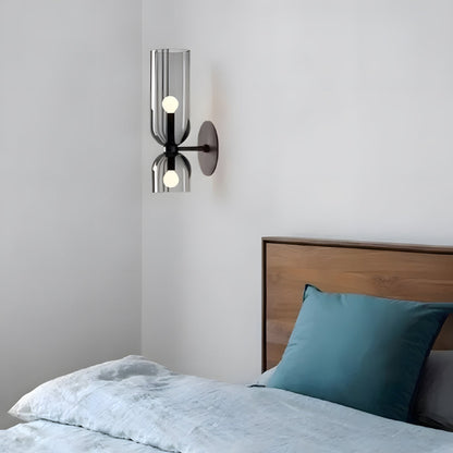 Dual-Arm Sconce with Clear Glass Shades 14 Inch Height Swivel Heads for Bedside Task Reading Hallway Entry Hardwired 110V E12 Socket Up to 4