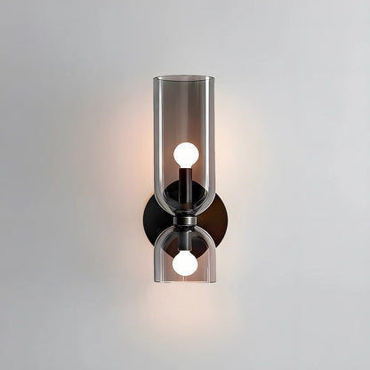 Dual-Arm Sconce with Clear Glass Shades 14 Inch Height Swivel Heads for Bedside Task Reading Hallway Entry Hardwired 110V E12 Socket Up to 4