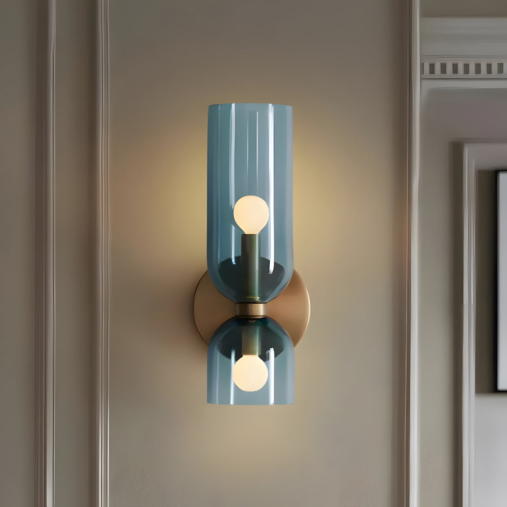 Dual-Arm Sconce with Clear Glass Shades 14 Inch Height Swivel Heads for Bedside Task Reading Hallway Entry Hardwired 110V E12 Socket Up to 4