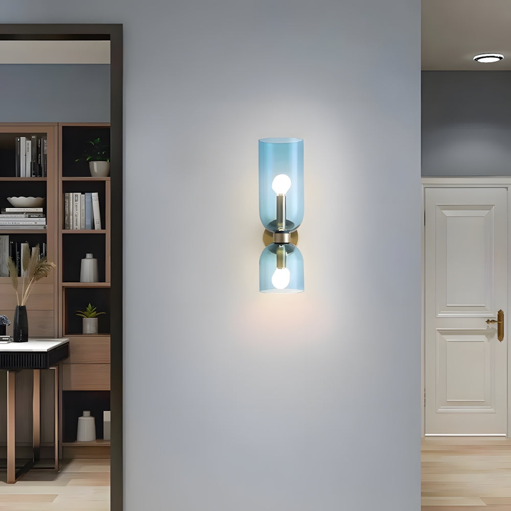 Dual-Arm Sconce with Clear Glass Shades 14 Inch Height Swivel Heads for Bedside Task Reading Hallway Entry Hardwired 110V E12 Socket Up to 4