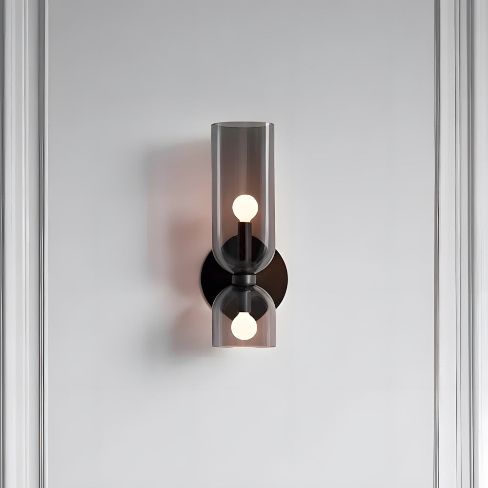 Dual-Arm Sconce with Clear Glass Shades 14 Inch Height Swivel Heads for Bedside Task Reading Hallway Entry Hardwired 110V E12 Socket Up to 4