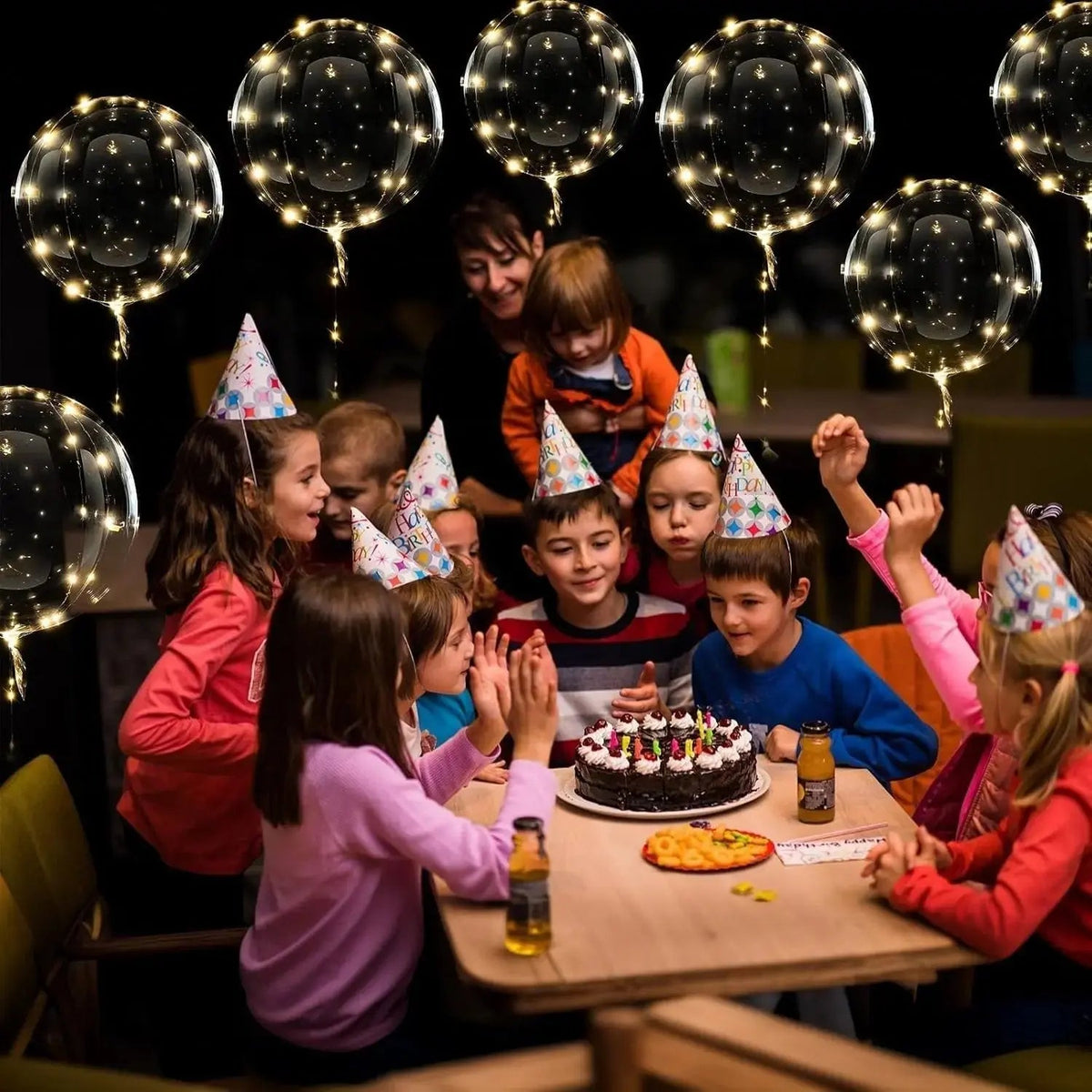 Illuminated Party Balloons 10-Pack Clear 18" LED String Light Battery Powered for Weddings Birthdays Indoor Outdoor Events Reusable Decor