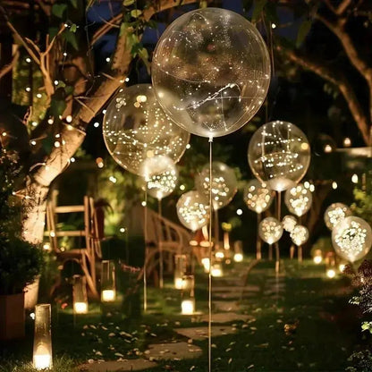 Illuminated Party Balloons 10-Pack Clear 18" LED String Light Battery Powered for Weddings Birthdays Indoor Outdoor Events Reusable Decor