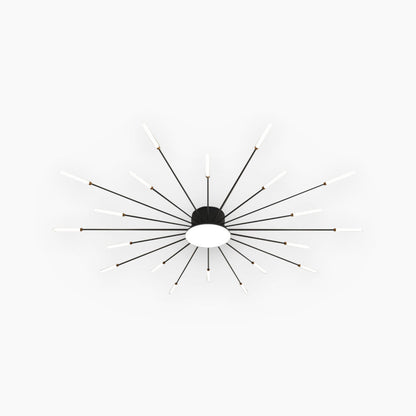 Semi-Flush Mount LED Light Fixture Aluminum 32 in Radial Design Black Gold for Living Room Bedroom Dining Room Contemporary Home Decor