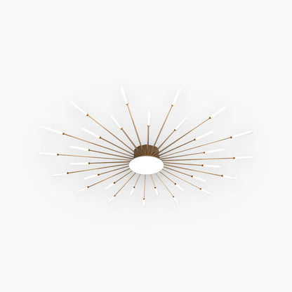 Semi-Flush Mount LED Light Fixture Aluminum 32 in Radial Design Black Gold for Living Room Bedroom Dining Room Contemporary Home Decor