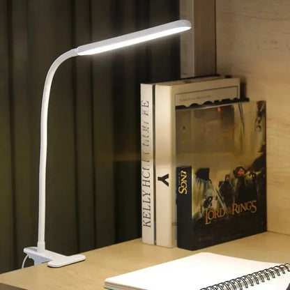 USB Clip-On Desk Lamp with Flexible Gooseneck and Dimmer for Home Office, Reading, and Bedside