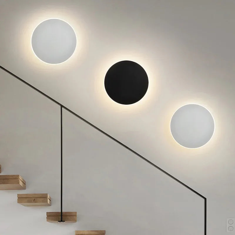 Round LED Sconce 10W Aluminum Fixture 12 Inch Warm White Light for Bedroom Hallway Living Room Modern Minimalist Touch Control or Standard S