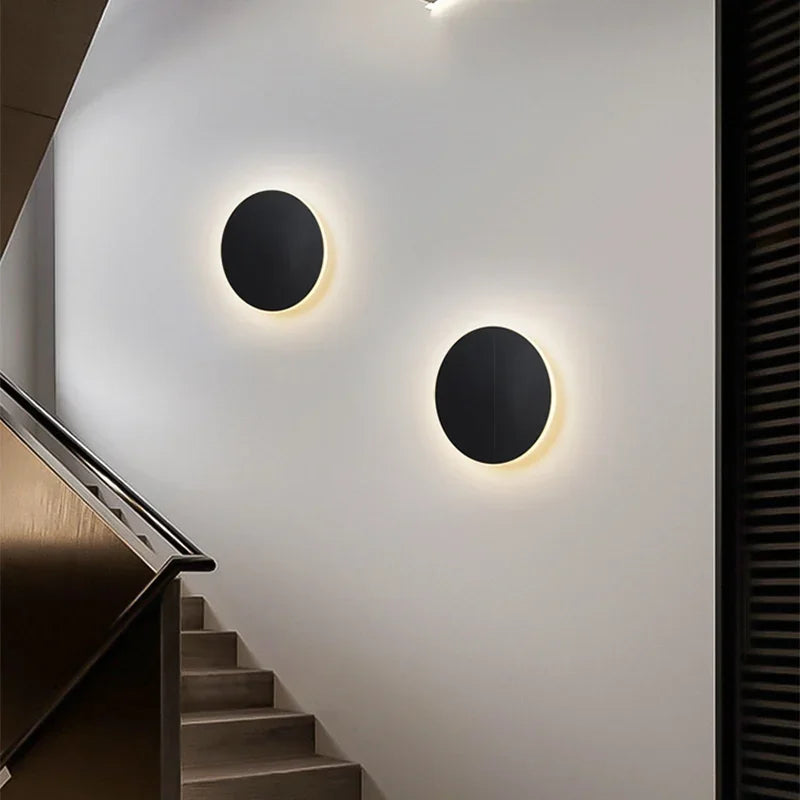 Round LED Sconce 12 in Aluminum Warm Glow for Bedroom Hallway Entryway Modern Minimalist Interior Ambient Lighting Fixtures