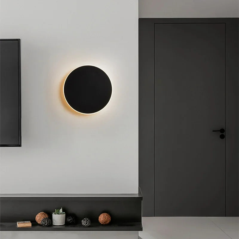 Round LED Sconce 10W Aluminum Fixture 12 Inch Warm White Light for Bedroom Hallway Living Room Modern Minimalist Touch Control or Standard S