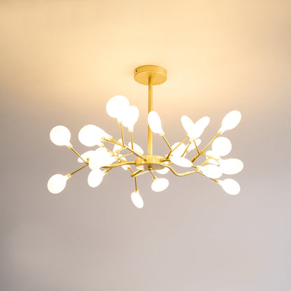 Lámpara de araña LED ramificada, dorada y acrílica, moderna lámpara de techo con varios brazos para comedor, sala de estar, dormitorio, iluminación ajustable