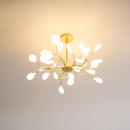 Lámpara de araña LED ramificada, dorada y acrílica, moderna lámpara de techo con varios brazos para comedor, sala de estar, dormitorio, iluminación ajustable