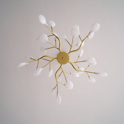 Lámpara de araña LED ramificada, dorada y acrílica, moderna lámpara de techo con varios brazos para comedor, sala de estar, dormitorio, iluminación ajustable