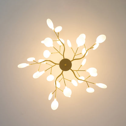 Lámpara de araña LED ramificada, dorada y acrílica, moderna lámpara de techo con varios brazos para comedor, sala de estar, dormitorio, iluminación ajustable