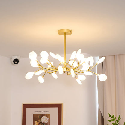 Lámpara de araña LED ramificada, dorada y acrílica, moderna lámpara de techo con varios brazos para comedor, sala de estar, dormitorio, iluminación ajustable