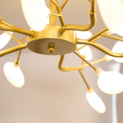 Lámpara de araña LED ramificada, dorada y acrílica, moderna lámpara de techo con varios brazos para comedor, sala de estar, dormitorio, iluminación ajustable