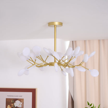 Lámpara de araña LED ramificada, dorada y acrílica, moderna lámpara de techo con varios brazos para comedor, sala de estar, dormitorio, iluminación ajustable