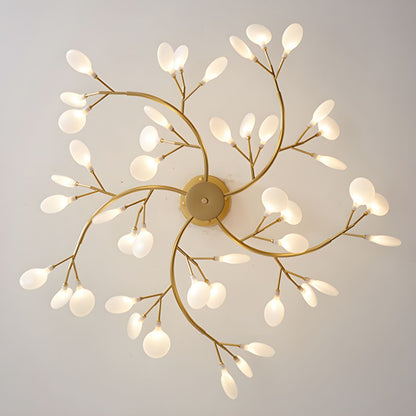 Lámpara de araña LED ramificada, dorada y acrílica, moderna lámpara de techo con varios brazos para comedor, sala de estar, dormitorio, iluminación ajustable