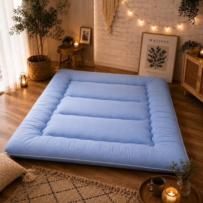 Foldable Floor Mattress 4-Inch Thick Quilted Sleeping Pad for Adults & Kids | Guest Bed, Dorm Room, Yoga | All-Season Portable Futon